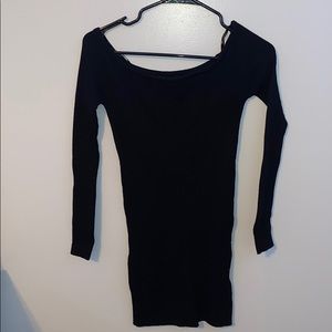 off the shoulder black dress